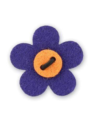 Flower Lapel Pin - Buster Purple With Tiqui Orange