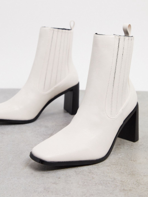 Raid Benita Heeled Chelsea Boots In Off White