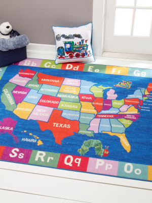 Eric Carle Usa Map Area Rug (6'6"x9'5") - Home Dynamix