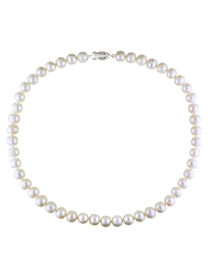 Cultured Freshwater Pearl Necklace In Sterling Silver - White