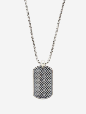 Sterling Silver Dotted Dog Tag Necklace