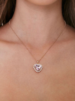 Faux Gem Heart Pendant Necklace