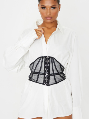 Black Satin Mesh Corset Belt