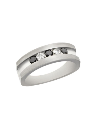 Effy Men's Sterling Silver Black And White Diamond Ring, 0.50 Tcw