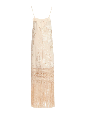 Palm Gold Embroidered Silk Dress