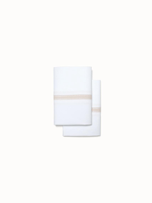 White/blush Signature Eyelet Pillowcase Set
