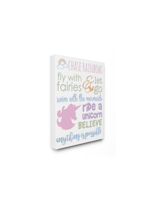 16"x1.5"x20" Chase Rainbows Believe Typography Stretched Canvas Wall Art - Stupell Industries