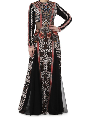 Asymmetrical Embroidery Gown