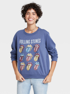 Women's Rolling Stones Logo Graphic Sweatshirt - Navy