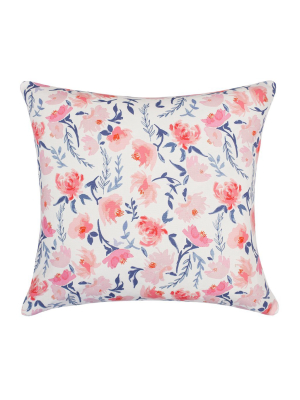 The Pink And Blue Botanical Square Throw Pillow