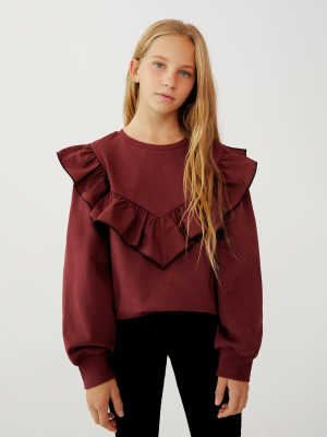 Ruffled Cotton Sweatshirt