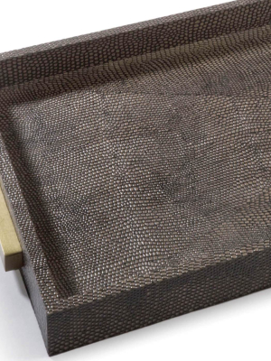 Shagreen Rrectangle Boutique Tray, Vintage Brown