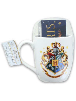 Silver Buffalo Harry Potter Hogwarts 18oz Ceramic Mug & 5 X 2.5 Inch Wall Sign Gift Set