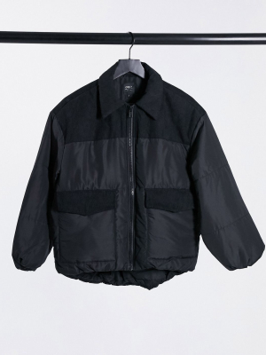 Only Padded Jacket In Corduroy Mix Fabric In Black