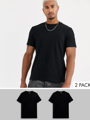 Asos Design 2 Pack Organic T-shirt With Crew Neck