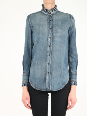 Saint Laurent Ruched Denim Shirt