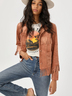 Thais Fringed Faux Suede Jacket