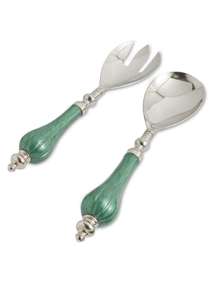 Julia Knight Peony Salad Serving Set In Emerald