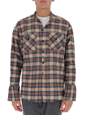 Greg Lauren Distressed Hem Checked Shirt