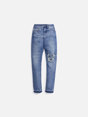 Val Kristopher Distressed Knee Denim - Blue