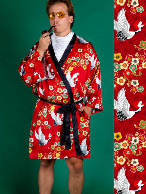 The All Doved Up | Christmas Red Crane Kimono