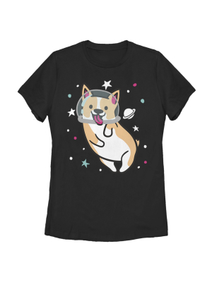 Women's Lost Gods Dog Astronaut Space Corgi T-shirt