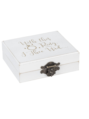 Cypress Home With This Ring, I Thee Wed Mr. And Mrs. Wooden Ring Holder Decorative Box - 5"w X 6"d X 2"h