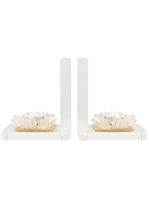 Quartz Flower Bookends