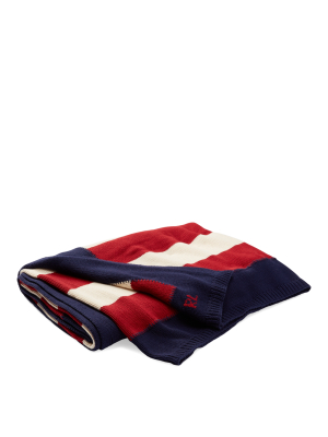 Rl Flag Cotton Throw Blanket