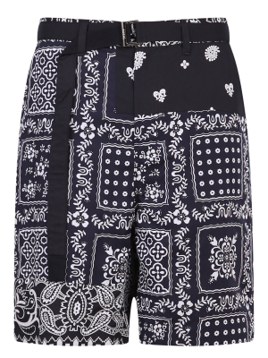 Sacai Bandana Print Belted Shorts