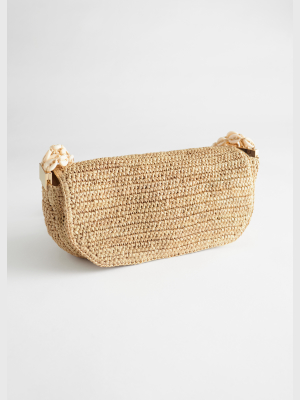 Shell Strap Woven Shoulder Bag