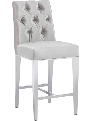 Studio 55d Megan 27 1/4" Gray Tufted Back Counter Stool