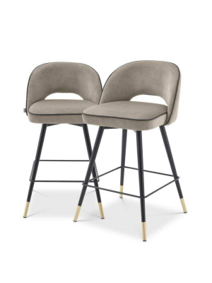 Eichholtz Cliff Counter Stool Set Of 2 - Beige & Gray