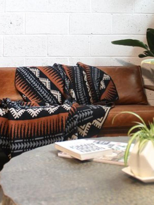 Happy Habitat Phoenix Throw - Black / Cinnamon / Mushroom / Pewter