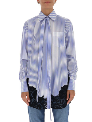 Valentino Lace Panelled Striped Shirt