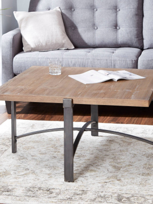 Lewis Coffee Table With Square Wood Top Brown - Silverwood