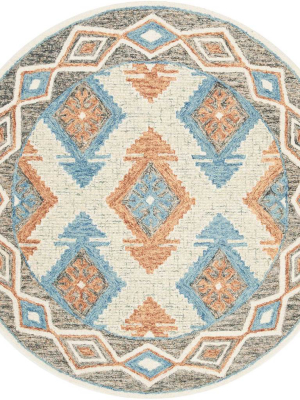 Micro-loop Blue/beige Round Rug