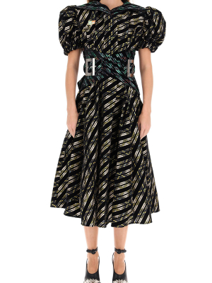 Chopova Lowena Patchwork Puff-sleeve Midi Dress