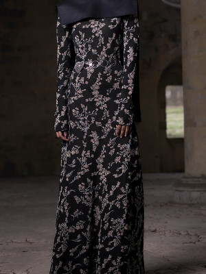 Metallic Floral Jacquard Cotton-blend Gown