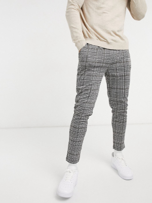 Topman Skinny Check Sweatpants In Gray