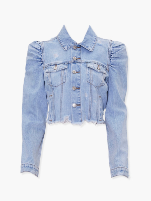 Distressed Cropped Denim Jacket