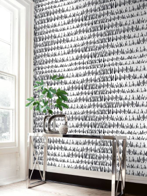 Brush Marks Wallpaper In Black And White From The Living With Art Collection By Seabrook Wallcoverings