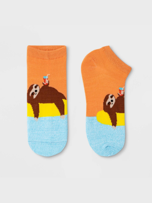 Women's Sloth Low Cut Socks - Xhilaration™ Orange 4-10