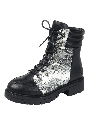 Notice08 Black Snake Lace Up Combat Boot