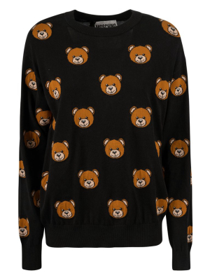 Moschino Allover Teddy Intarsia Knitted Sweater