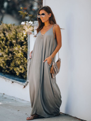 Olivian Pocketed Maxi Dress - Cement - Flash Sale