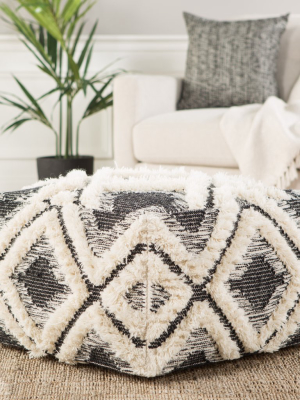 Aaltos Black & Ivory Geometric Square Pouf