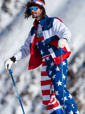 How's Your Aspen | American Flag Ski Pants With Bibs