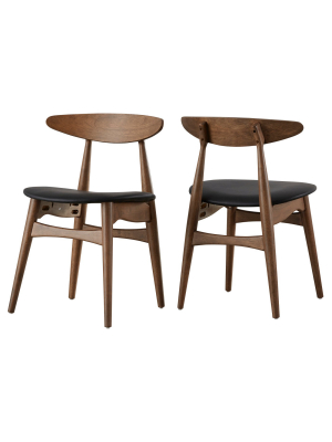 Set Of 2 Cortland Danish Modern Walnut Dining Chair - Inspire Q