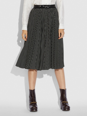 Micro Dot Pleated Skirt